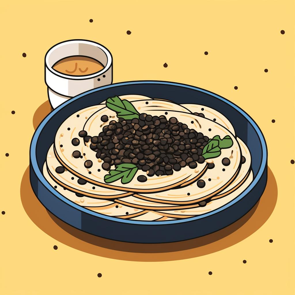 Scattering black beans on top of the hummus layer