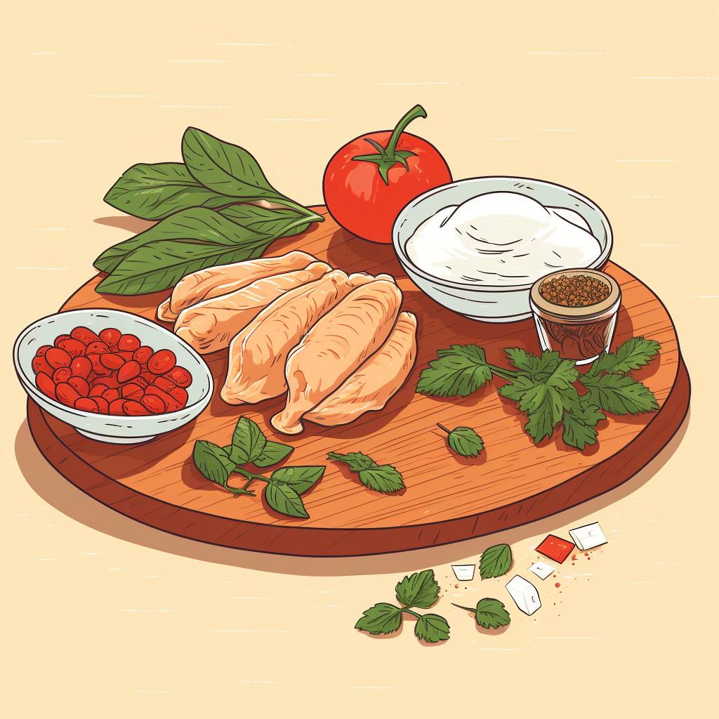 Ingredients for plant-based chicken laid out on a kitchen counter